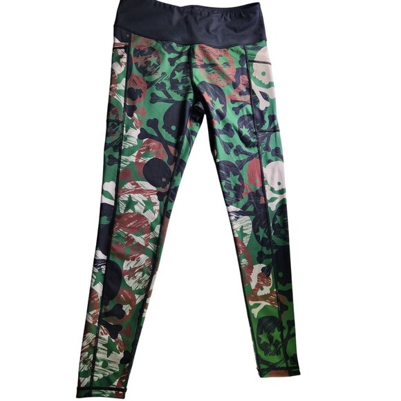 CVG Pants - CVG Womens reversible Camo & Honeycomb Leggings High Waist & Pockets workout med